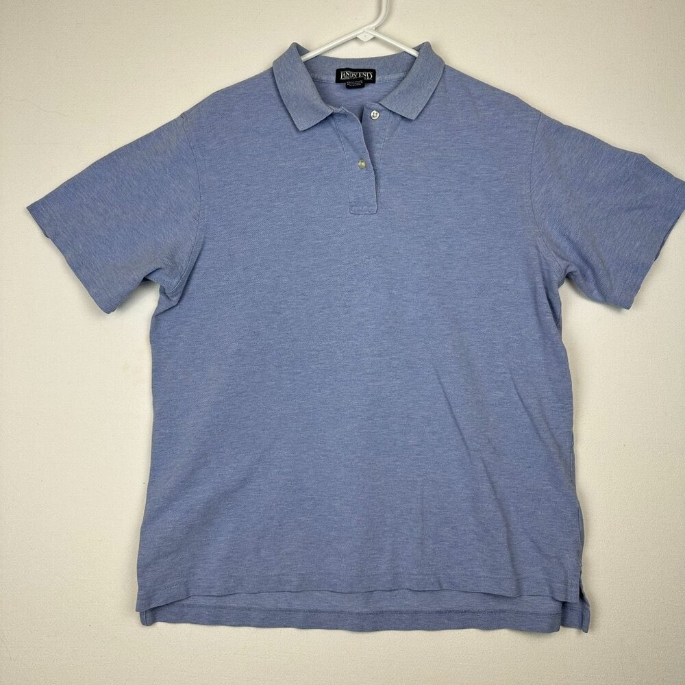 Lands End Short Sleeve Pique Polo Lt Blue